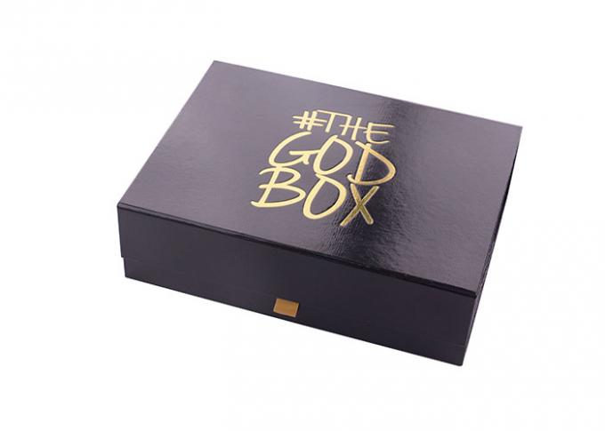 長方形のボール紙の黒い光硬化性樹脂および熱い金のロゴの折るギフト用の箱