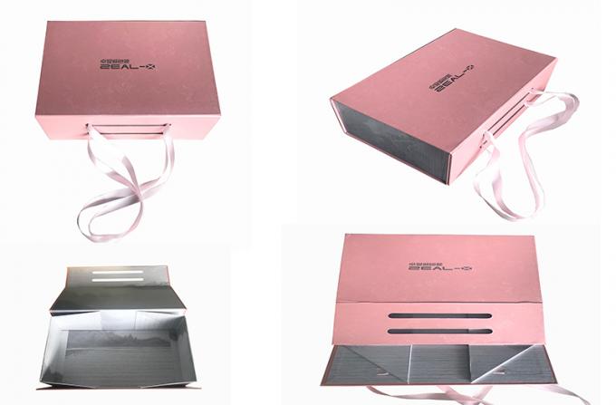 衣類の包装のための浮彫りになるロゴの折るギフト用の箱ピンク色ローズ