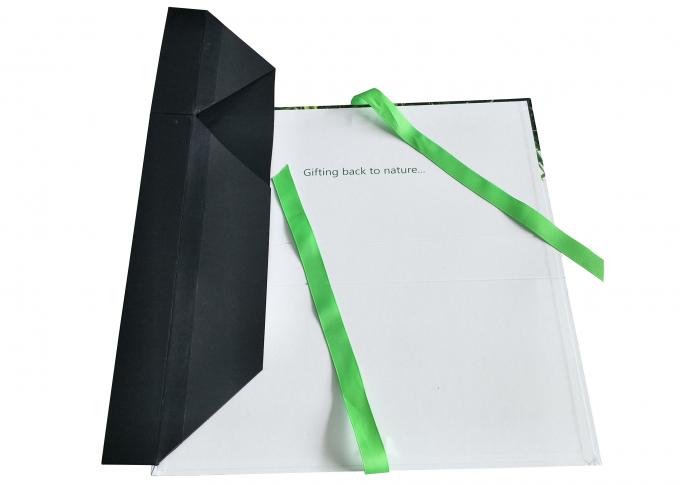 リボンとのリサイクルされた緑の折るボール紙の化粧箱の注文の点の紫外線ロゴ