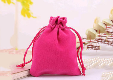 静かの耐久様式の小さいビロードのドローストリング袋の綿の折り返しのピンク