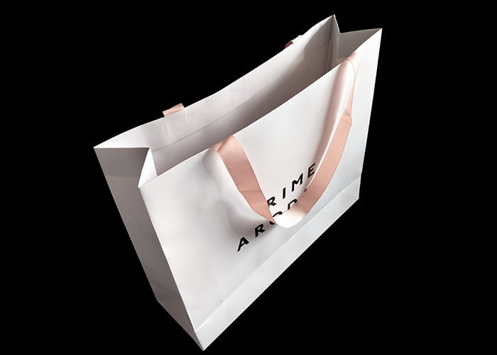 技術の白書の買い物袋のリボンのハンドルのペーパー食料雑貨袋との紫外線ロゴの印刷 サプライヤー
