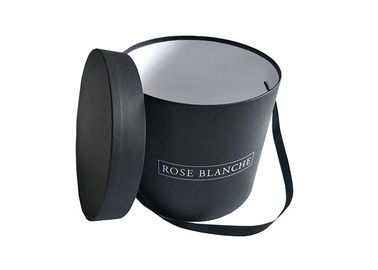 パントン黒い色の円形の花箱、円形のギフト用の箱の光沢のあるラミネーションコルセス
